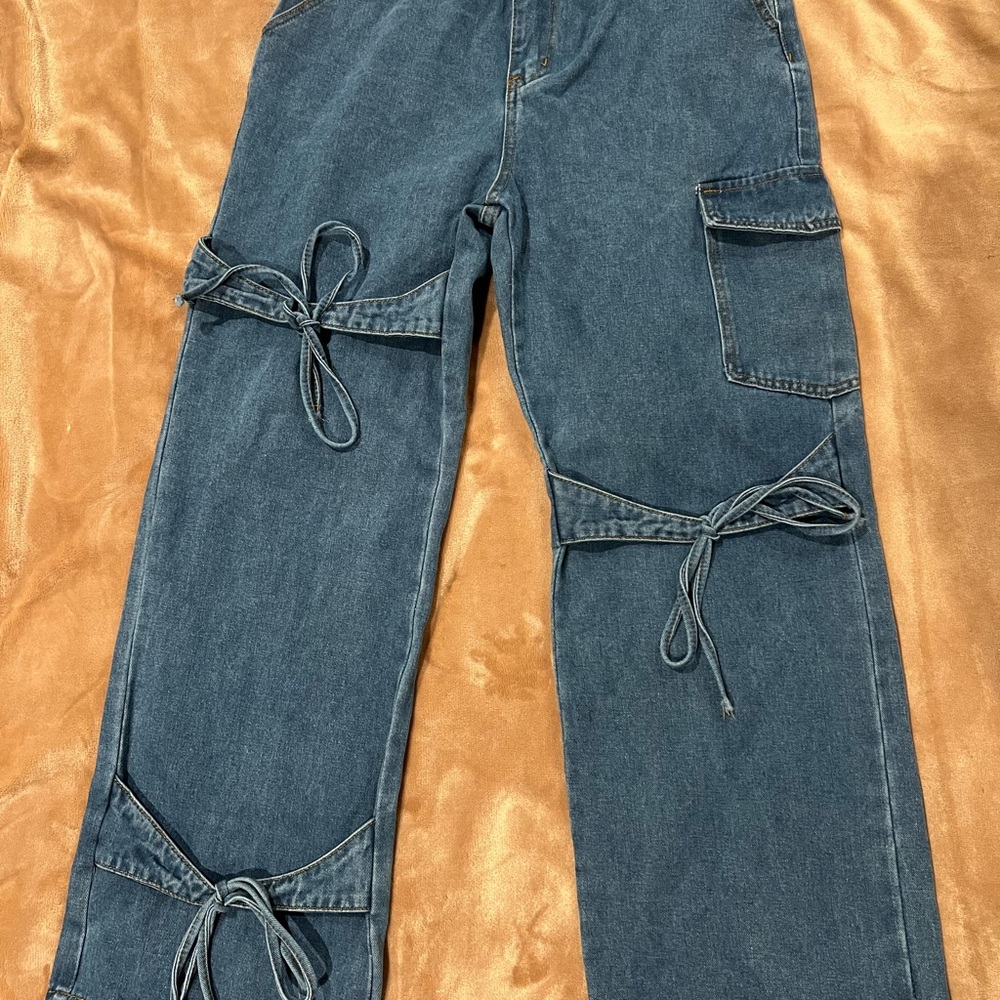 Cider Blue Tie-Detail Women Jeans